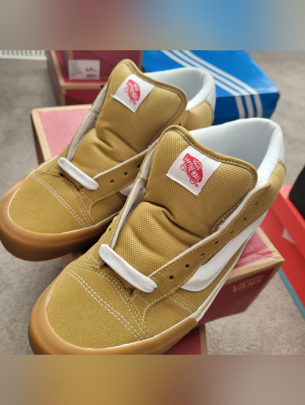 Vans Knu Skool higha Tan and White Skate Sneakers